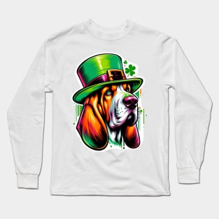 Bloodhound in Saint Patrick's Day Festive Mood Long Sleeve T-Shirt